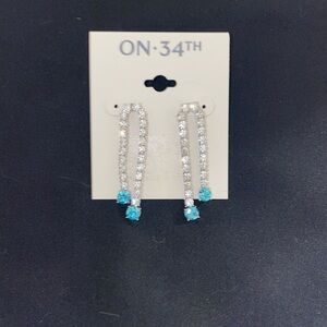 On 34th Silver and Blue Drop Earrings